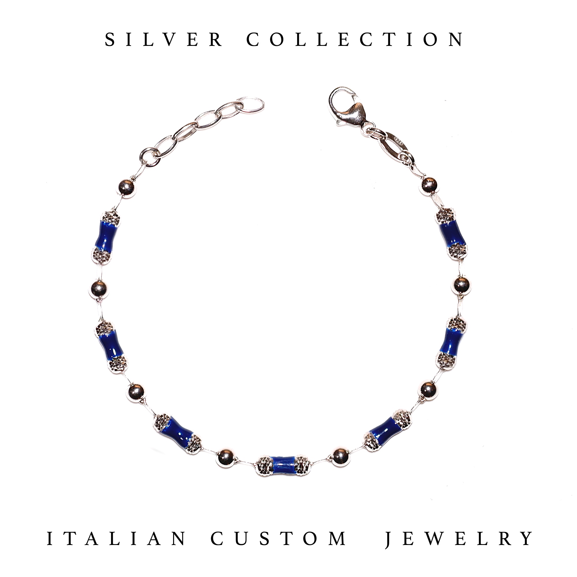 BRACCIALE UOMO BLU SILVER BRACELET - immagine 1